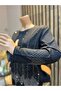 Women's Combed Cotton Blouse for Middle Age and Above, Viscose Star Shower Stone Pattern - 3