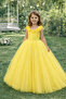 Fluffy Tulle Piece Children's Evening Dress with Yellow Flowers