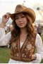 Women's Straw Cowboy Hat Heart Buckled Western Summer Breathable Bohemian Hat - 3