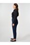 Elastic Waist Carrot Cut Trousers Dark Navy Blue - 3