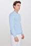 Men's Ice Blue 100% Cotton Standard Fit Regular Cut Crew Neck Jacquard Knitwear Sweater - 3