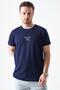 Men's Navy Blue Crew Neck Casual Printed Modal T-Shirt - 2