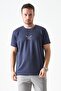 Men's Anthracite Crew Neck Casual Printed Modal T-Shirt