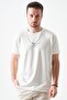 Men's Ecru Crew Neck Casual Printed Modal T-Shirt