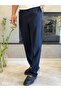 Men's Premium Baggy Fit Fabric Trousers Navy Blue Eca074 - 2