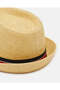 Men Beige Fedora Hats With Band - 4