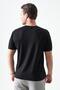 Men's Black Crew Neck Shoulder Thick Striped Detail T-Shirt - 6