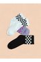 3-Piece Multi-Colored Square Pattern Cotton Women's College Socks - 6
