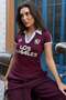 Claret Red Printed Polo Neck Slim Fit Women's T-Shirt Mg2689