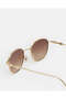 Women Brown Round Metal Frame Sunglasses - 2
