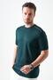Men's Nefti-Green Crew Neck Shoulder Thick Striped Detail T-Shirt - 2