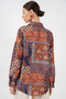 Women's Oversized Patterned Satin Shirt 20365 - Tile - 6