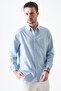 Men's Blue Long Sleeve Basic Cotton Flam Regular Shirt - 2