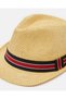 Men Beige Fedora Hats With Band - 2