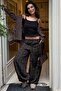 Brown Plaid Patterned High Waist Balloon Fit Women's Pants Mg2726 - 4