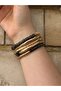 Boho Style Gold and Black Detailed 5-Piece Stretchy Bracelets