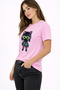 Women's Neon Cyberpunk Cat Character Printed Pink T-Shirt 100% Cotton Streetwear - 2