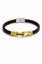 Men's Leather Bracelet Nal Navel 8mm Brown Flat Men's Leather Bracelet - 2