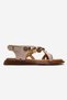 Kalimia Women's Genuine Leather Beaded Sandals Beige – Antique Textured Comfortable Greek Style - 2