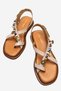 Kalimia Women's Genuine Leather Beaded Sandals Beige – Antique Textured Comfortable Greek Style - 4