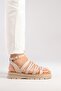 Kenyoni Women's Genuine Leather Thick Sole Sandals Beige – Antique Textured Comfortable Greek Style - 7