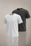 Men's White Black 2-Piece Crepe Fabric Casual Striped T-Shirt Set