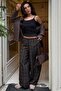 Brown Plaid Patterned High Waist Balloon Fit Women's Pants Mg2726 - 7