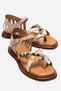 Kendrica Women's Genuine Leather Bead Detailed Sandals Beige – Antique Textured Comfortable Greek Style
