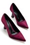 Women's Burgundy Satin Pointed Toe Thin Heeled Stiletto