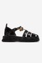 Kewilla Women's Genuine Leather Thick Sole Sandals Black – Antique Textured Comfortable Greek Style - 2