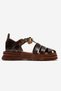 Kewilla Women's Genuine Leather Thick Sole Sandals Brown – Antique Textured Comfortable Greek Style - 2