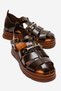 Kelvin Women's Genuine Leather Thick Sole Sandals Brown – Antique Textured Comfortable Greek Style