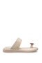 Elovisa Beige Rustic Women's Flip Flops with Stone Detail, Daily Comfortable and Stylish Slippers - 2
