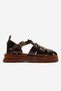 Kelvin Women's Genuine Leather Thick Sole Sandals Brown – Antique Textured Comfortable Greek Style - 2
