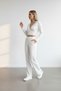 Women's White Waist-Length Tie-Detail Top and Bottom Set