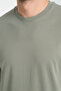 2857 Massimo Men's Green 100% Supima Cotton Stretchy Fabric Regular Fit Crew Neck T-Shirt - 2