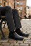 Black Genuine Leather Laceless Gel Sole Men's Classic Shoes - 3