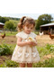 Girl's Floral Embroidered Lined Chiffon Dress - 4
