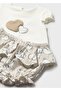 Newborn Baby Girl Four-Piece Combed Cotton Set Beige - 3