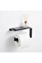 Toilet Paper Holder – Black Metal Wall-Mountable Wc Paper Holder with Phone Stand - 5