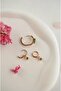 Square Stone Hoop Earring Set – 3-Piece Combination Earrings with Zircon Stones - 4