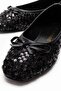 Women's Ribbon Accessory Ballet Flats Black Sequin - 3