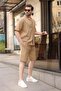 Mink 100% Cotton Piece Men's Shorts and Shirt Set E7360 - 6