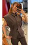 Premium Women's Denim Set Sleeveless Shirt Palazzo Pants - 2