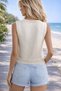 Round Neck Sleeveless Textured Lace-Like Knit Stylish Comfortable Daily White Knitwear Sweater - 3