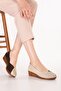 Genuine Leather Comfortable Daily Perforated Summer Shoes Vdt.2644 Brown Cream - 6