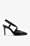 Crossa Black Crocodile Leather Women Heeled Shoes