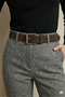 Women's Dark Brown Faux Leather Suede Vintage Buckled Belt