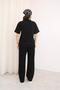 Women's Modal Fabric Polo Collar Short Sleeve Bottom Top Set - 6