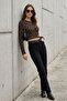 Women's Leopard Printed Li Cropped Blouse Buttoned Long Sleeve Fit Soft-Textured Blouse - Women's Blouse - 6